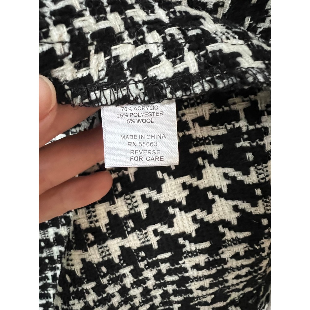For Cynthia Houndstooth Hooded Fringe Jacket Women's Size Small - Picture 9 of 13